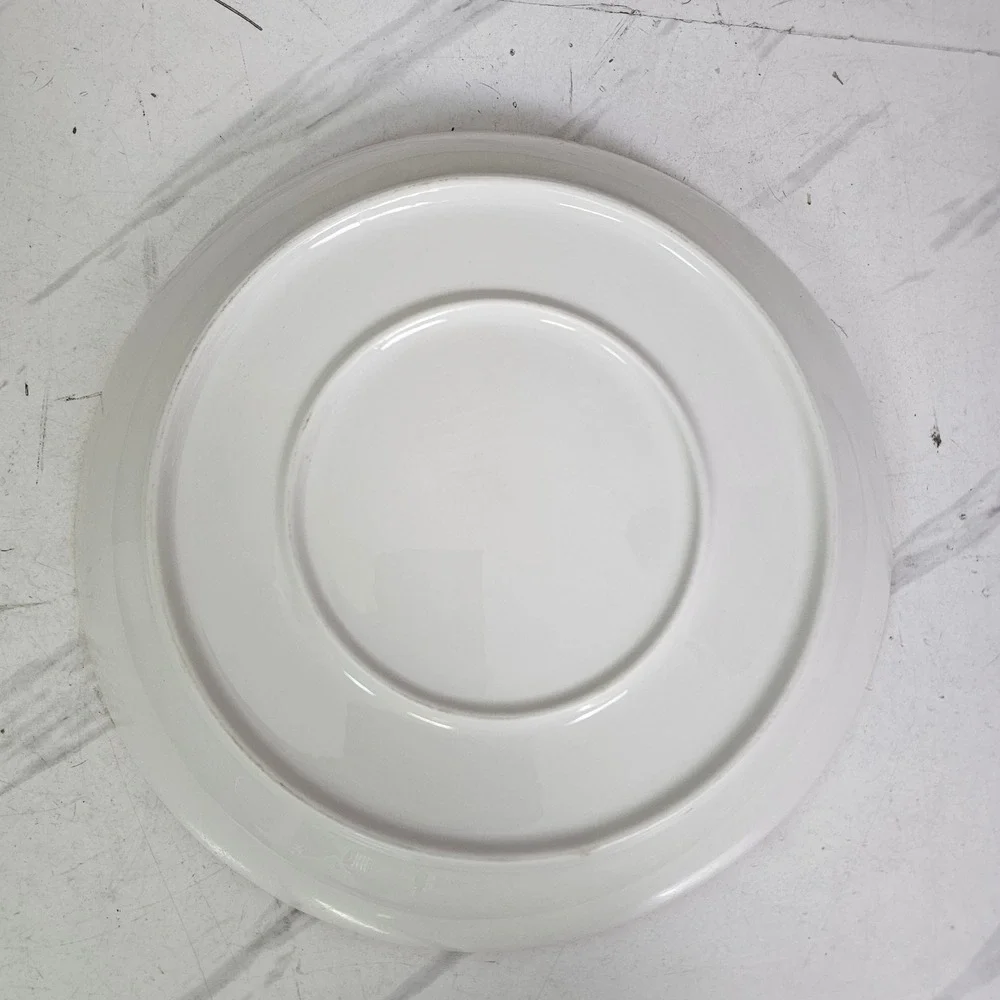 Ceramic Pumpkin Pie Recipe Plate Scalloped Orange Rim 10.5
